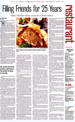 Harry's Old Place Restaurant Review in 2005 Lakeland Ledger Newspaper